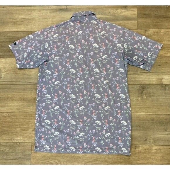Bad Birdie Polo Men's M All Over Floral Performance Golf Outdoor Stretch Shirt - Picture 3 of 8